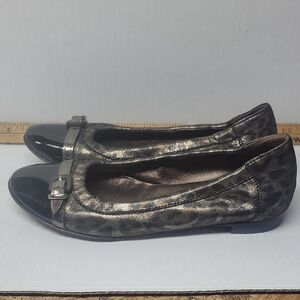 AGL Black and Gold Flats with Buckle Detail